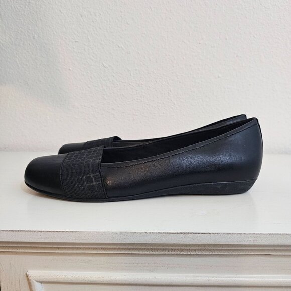 Trotters Womens Sz 6.5 Samantha Black Croco Ballet Flat Comfort Padded Shoes NEW - Picture 3 of 9